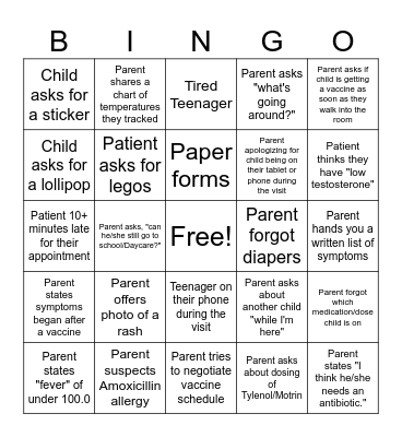 Medical Bingo - OPA Style Bingo Card