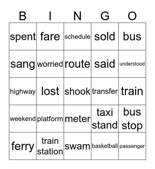 Basic 8 Unit 1 Bingo Card