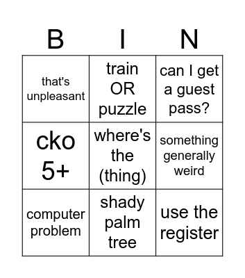 a&k mini game Bingo Card