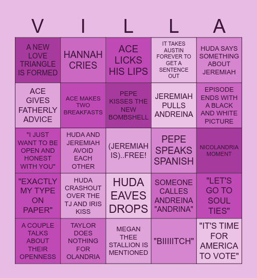 EPPY 16 Bingo Card