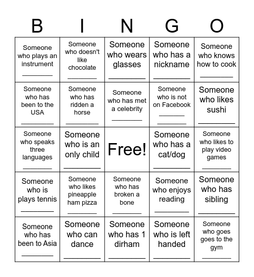 Find Bingo Card