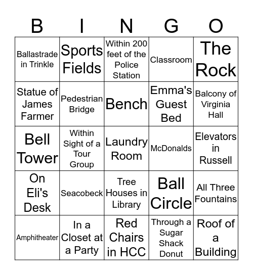 Pound Around Town  Bingo Card