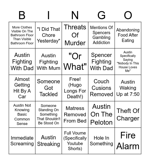 Brother Bingo Card