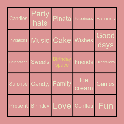 Birthday Bingo Card