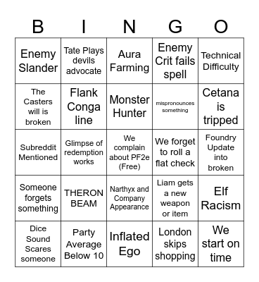 Tales of the Spark Bingo Card