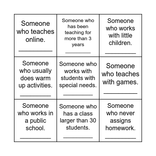 Find someone who... Bingo Card