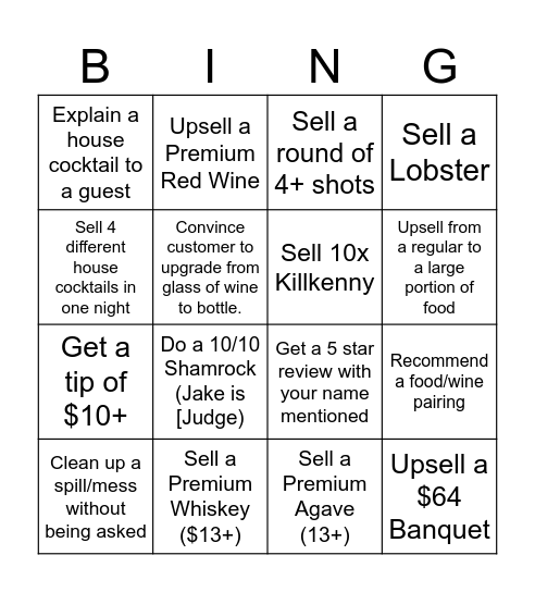 Taphouse Bingo Card