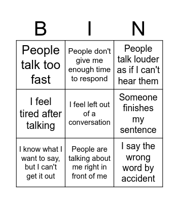 Frustration Bingo Card