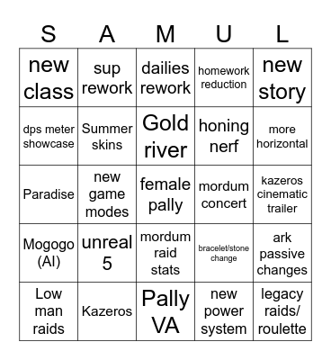loa on 2025 summer Bingo Card