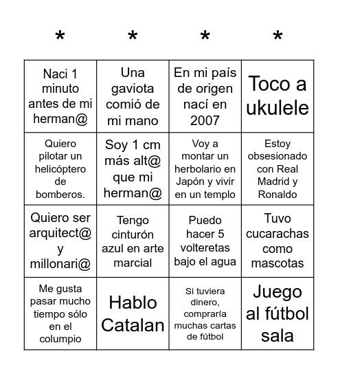 Dani 11 Bingo Card