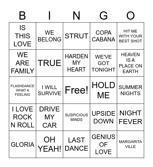 25 GOODIES BINGO Card
