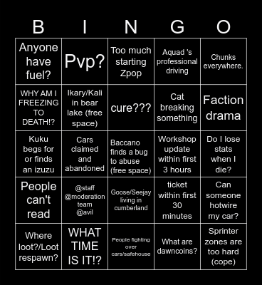 DOTD S15 BINGO Card