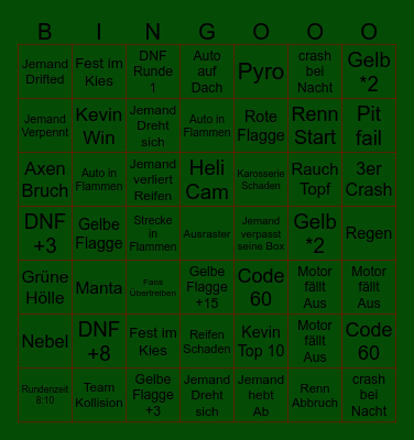 24h Rennen Bingo Card