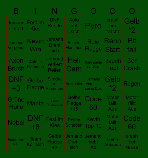24h Rennen Bingo Card