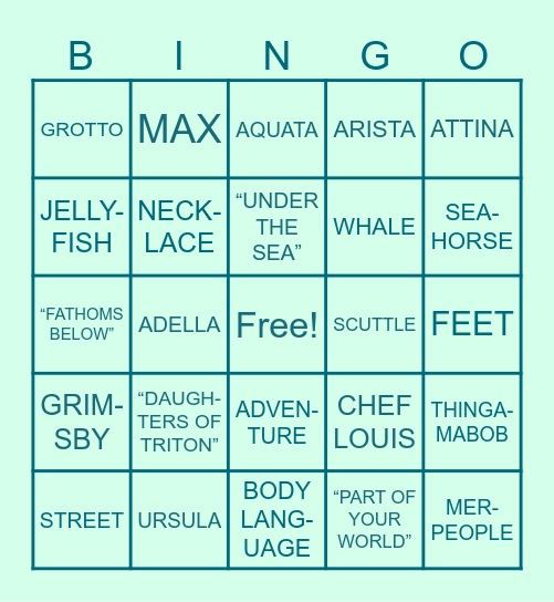 CoolEO Summer | The Little Mermaid Bingo Card
