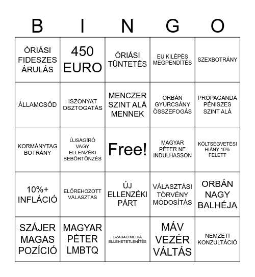 JÓLVANEZÍGY BINGO Card
