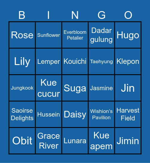 Bing Bing apa yang Go? BINGO Card