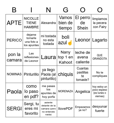 Bingo curso Bingo Card