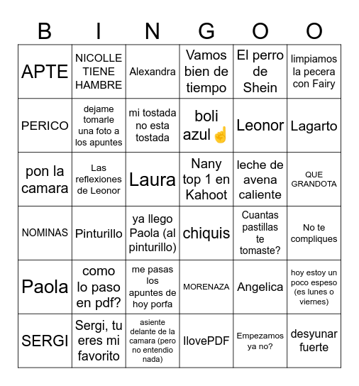 Bingo curso Bingo Card