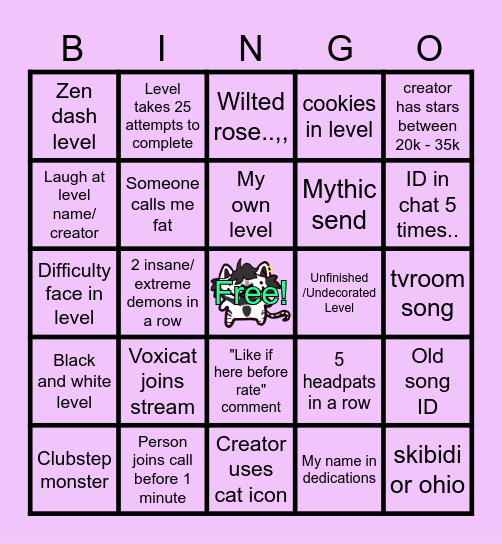 SECRET BINGO CARD!!! Bingo Card