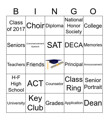 Eric, Alexis, and Ashley's Graduation Party Bingo Card