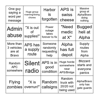 Wayward Outpost Bingo Card