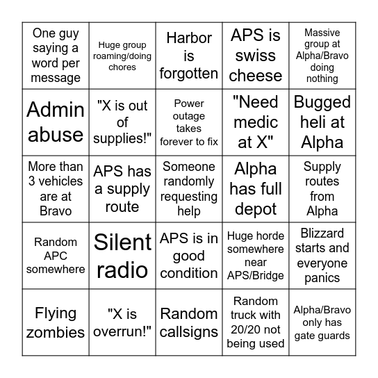 Wayward Outpost Bingo Card