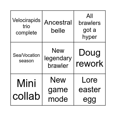 Next brawl talk prediction Bingo Card