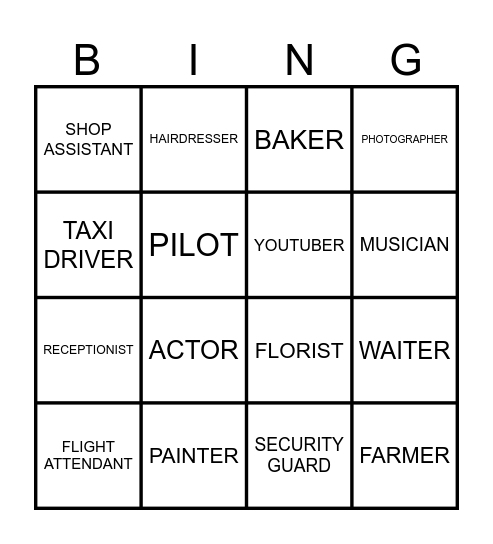 JOBS Bingo Card
