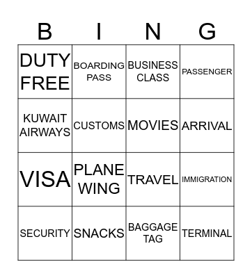 AIRPLANE BINGO Card