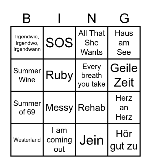 Bingo de la Musique-25 Years Power Edition Bingo Card