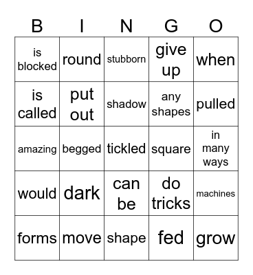 B123 Bingo Card