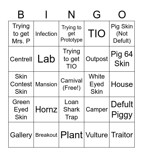 Piggy Bingo Card