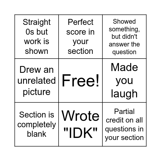 Regents Scoring Bingo Card