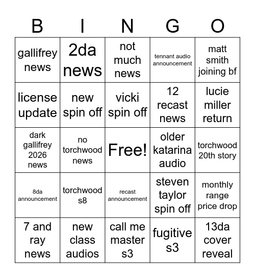 bf day announcements Bingo Card