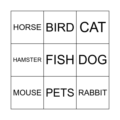 PETS Bingo Card