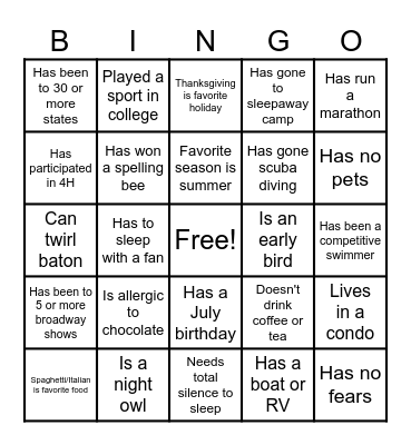 Team Lewis Bingo Card