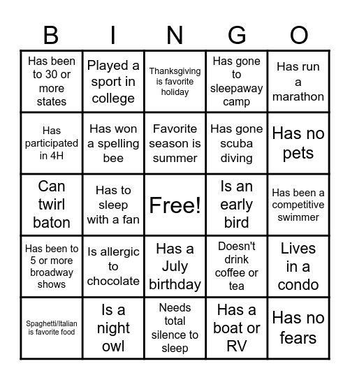 Team Lewis Bingo Card