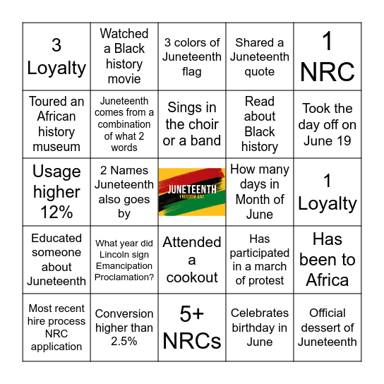 JUNETEENTH BINGO Card