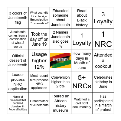 JUNETEENTH BINGO Card