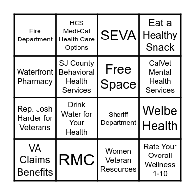 Victory Gardens Wellness Bingo Card