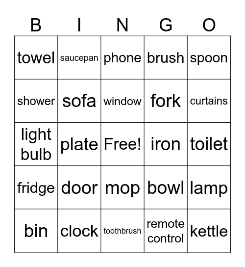 Household Bingo Card