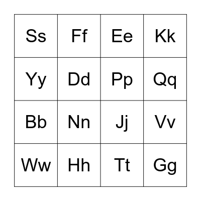 Alphabet Bingo Card