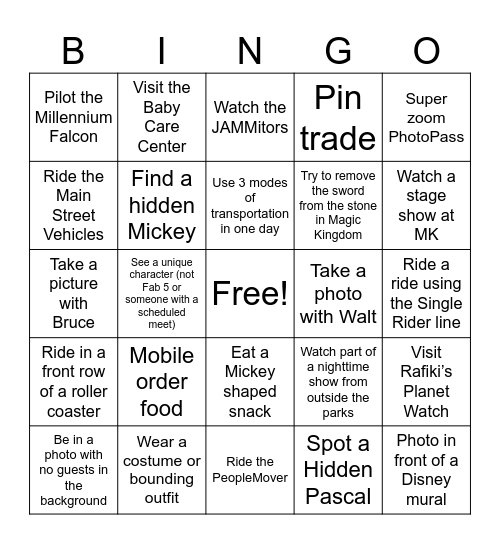 RTT WDW BINGO Card