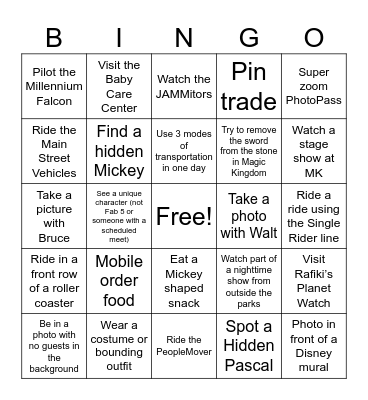 RTT WDW BINGO Card