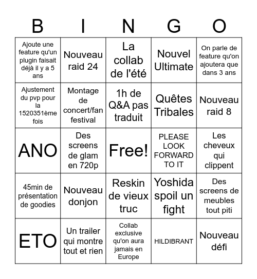 FFXIV LL Bingo Card