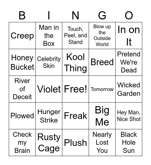 Grunge Bingo Card