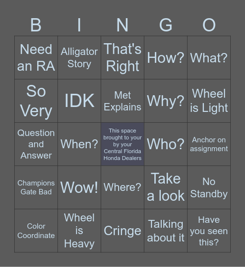 N13 Bingo Card