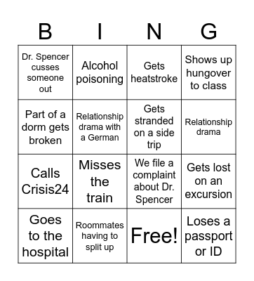 Dresden 2025 Bingo Card