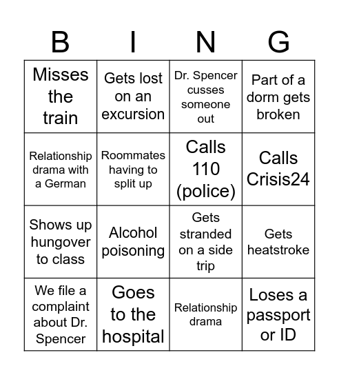 Dresden 2025 Bingo Card